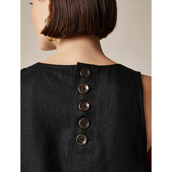 J Crew Maxine Linen Shirt Dress S PS SP Black NWT BY822 J.Crew Button Travel - Picture 3 of 5